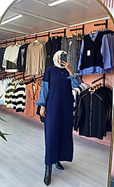 Leyal Triko Elbise Lacivert