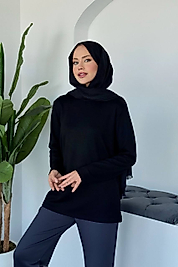 Pamuklu Uzun Kollu Sweatshirt Siyah