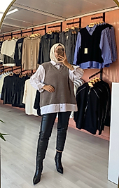 Süveterli Gömlek Vizon