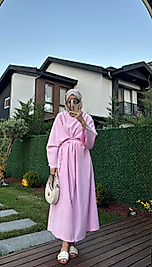 Wanda Yarasa Kol Elbise Şeker Pembe