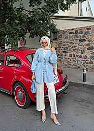 Pileli Gömlek Bebe Mavi