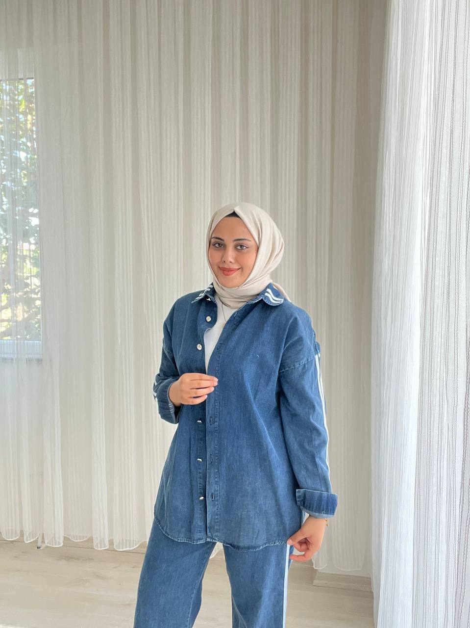 Tansel Denim Şeritli Takım