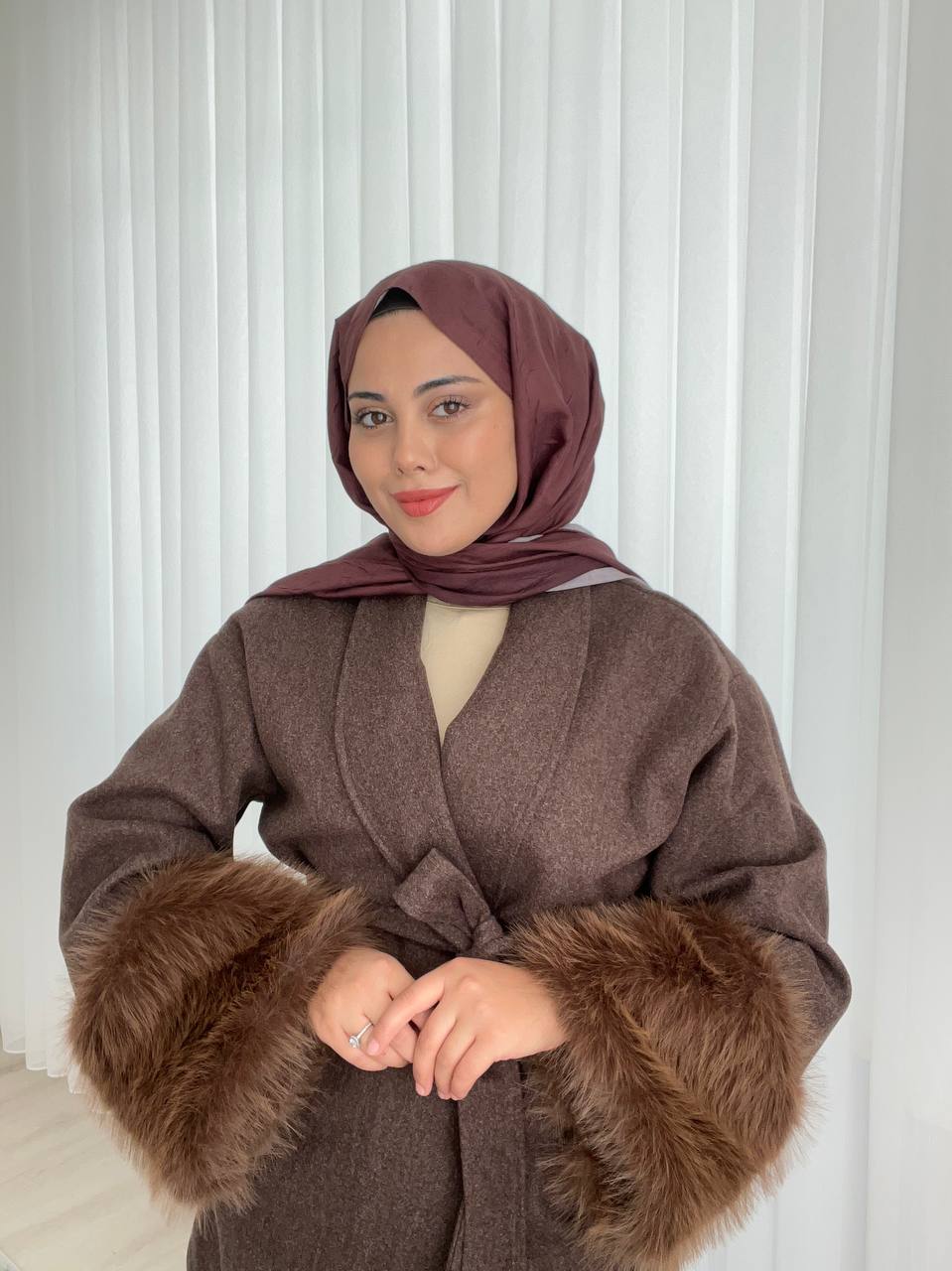 Premium Kürklü Kaban - KAHVE