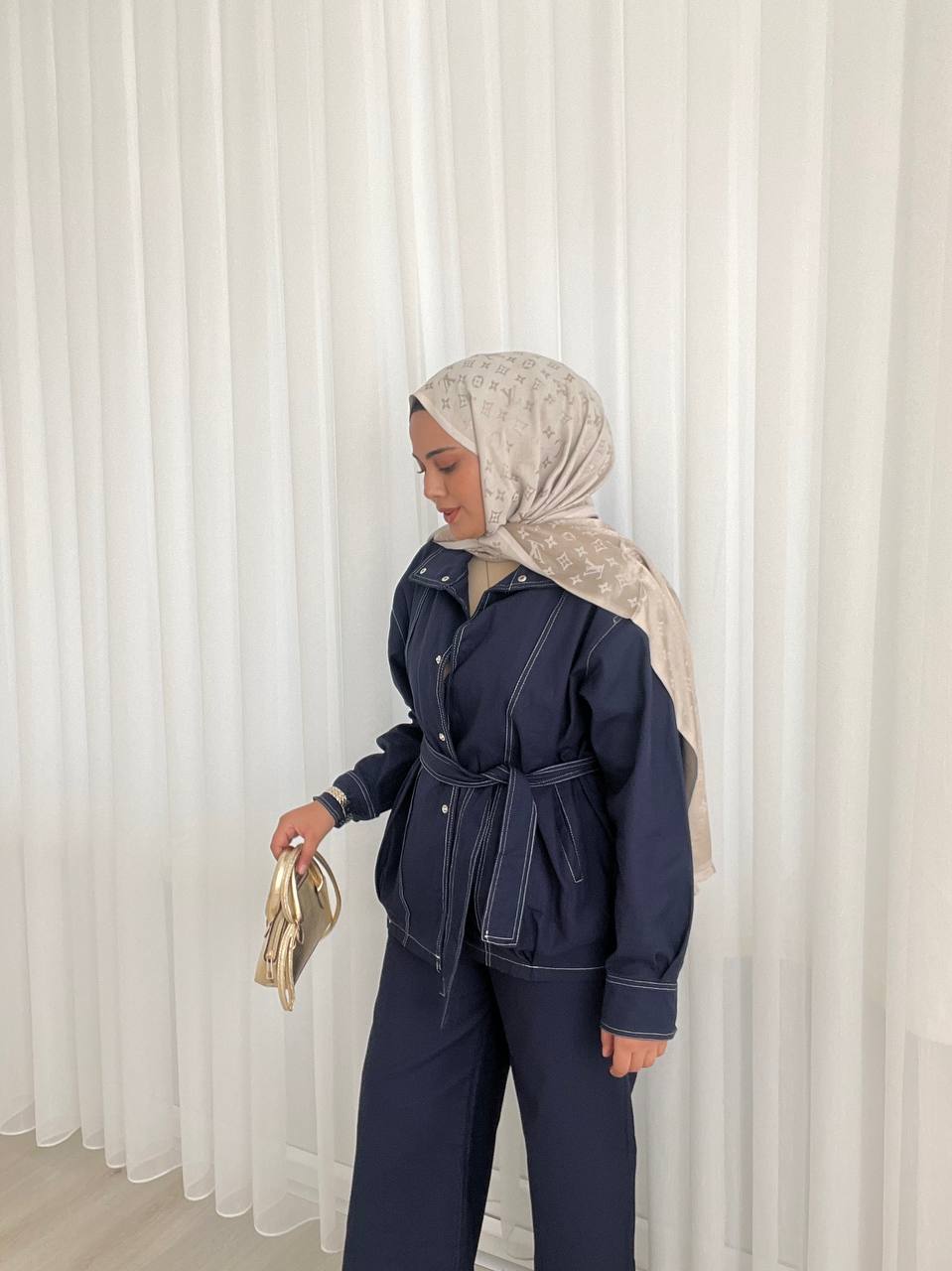 Bağlamalı Kot Takım - MAVİ