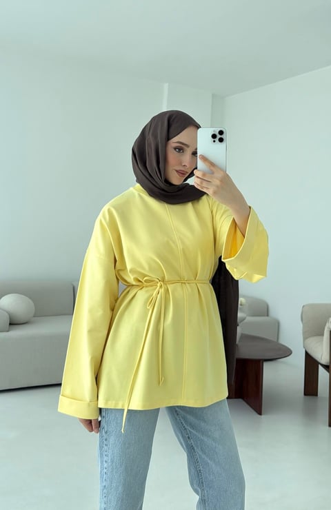 Bağlamalı Sweatshirt - SARI