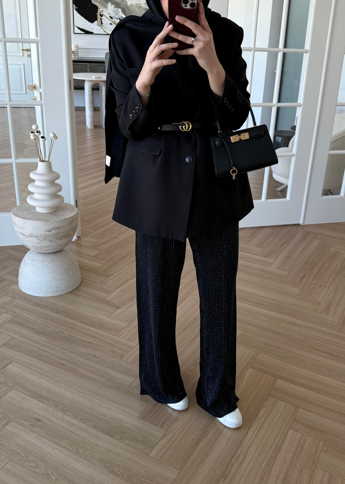 Taşlı Triko Pantolon - SİYAH